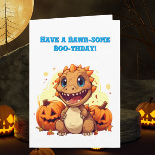 Happy Roar Enkele Schattigee Dino foto Halloween k Kaart