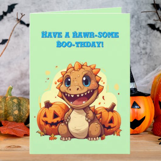 Happy Roar Enkele Schattigee Dino foto Halloween k Kaart