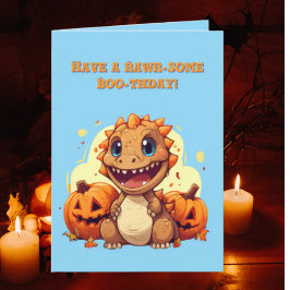 Happy Roar Enkele Schattigee Dino foto Halloween k Kaart