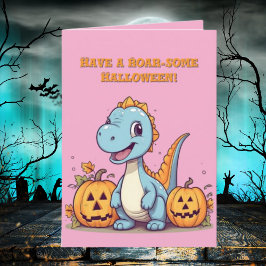 Happy Roar Enkele Schattigee Dino foto Halloween k Kaart