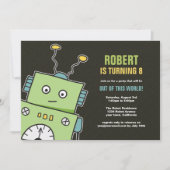 Happy Robot boys Birthday Party-uitnodigingen Kaart (Voorkant)