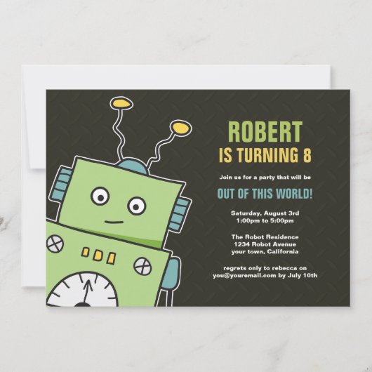 Happy Robot boys Birthday Party-uitnodigingen Kaart (Voorkant)