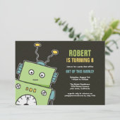Happy Robot boys Birthday Party-uitnodigingen Kaart (Staand voorkant)