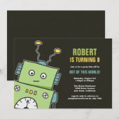 Happy Robot boys Birthday Party-uitnodigingen Kaart (Voorkant / Achterkant)