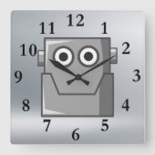 HAPPY ROBOT HEAD CLOCK VIERKANTE KLOK (Voorkant)