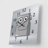 HAPPY ROBOT HEAD CLOCK VIERKANTE KLOK (Hoek)