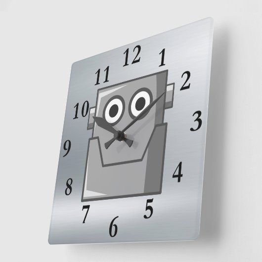 HAPPY ROBOT HEAD CLOCK VIERKANTE KLOK (Hoek)
