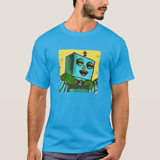 Happy Robot Mannen T-Shirt (Voorkant)