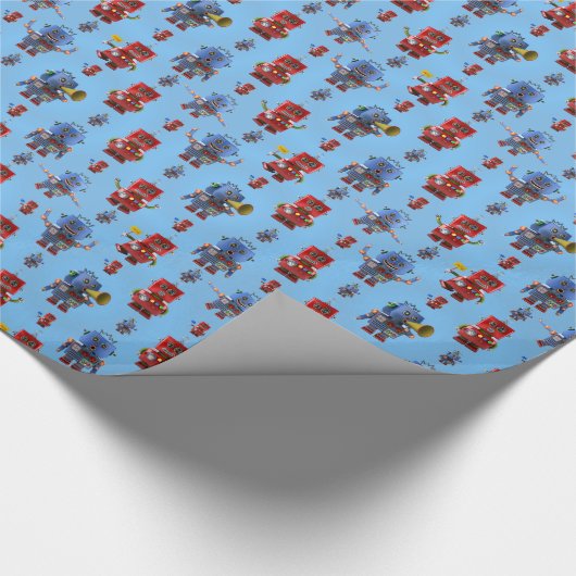 Happy robot patroon cadeaupapier (Hoek)