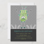 Happy Robot & Springs Kids Birthday Party nodigt u Kaart (Voorkant)