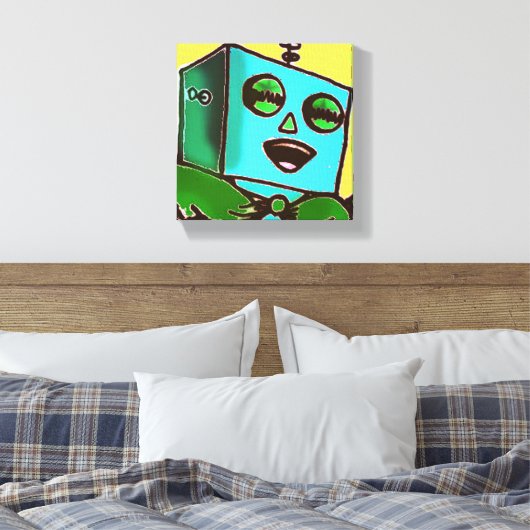 Happy Robot Wrapped Canvas (Insitu (Slaapkamer))