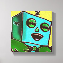 Happy Robot Wrapped Canvas