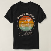 Happy Rolling Retro Rainbow Rollerskaarontwerp T-shirt (Design voorkant)