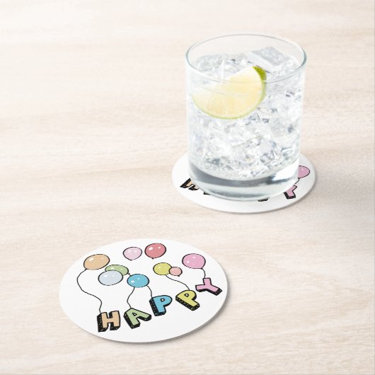 Happy Ronde Kartonnen Onderzetter (Insitu)