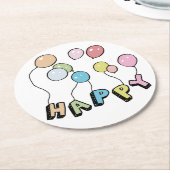 Happy Ronde Kartonnen Onderzetter (Gebogen)
