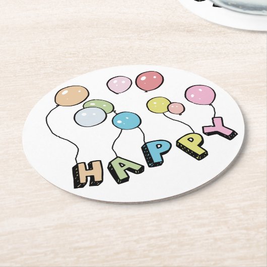 Happy Ronde Kartonnen Onderzetter (Gebogen)