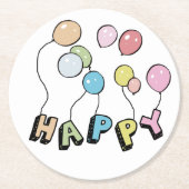 Happy Ronde Kartonnen Onderzetter (Voorkant)