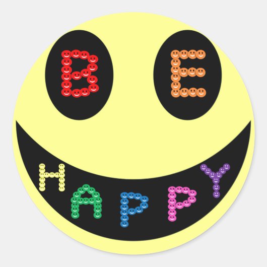 Happy Ronde Sticker (Voorkant)