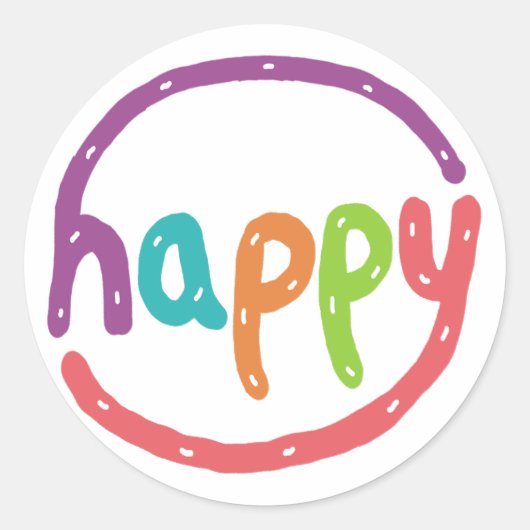 Happy Ronde Sticker (Voorkant)