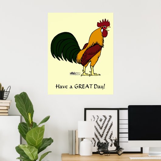 Happy Rooster Poster (Thuiskantoor)