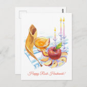 Happy Rosh Hashanah! С gewend Art Briefkaart (Voorkant / Achterkant)