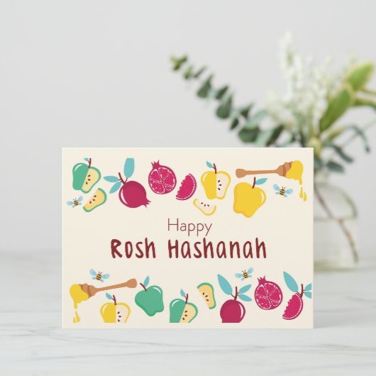 Happy Rosh Hashanah Honey & Apple  Kaart (Staand voorkant)