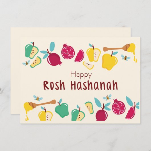 Happy Rosh Hashanah Honey & Apple  Kaart (Voorkant / Achterkant)