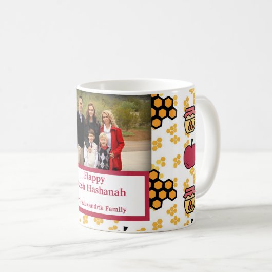 Happy Rosh Hashanah Jewish New Year - aangepaste f Koffiemok (Voorkant rechts)