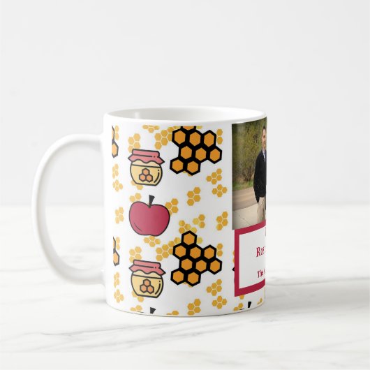 Happy Rosh Hashanah Jewish New Year - aangepaste f Koffiemok (Links)