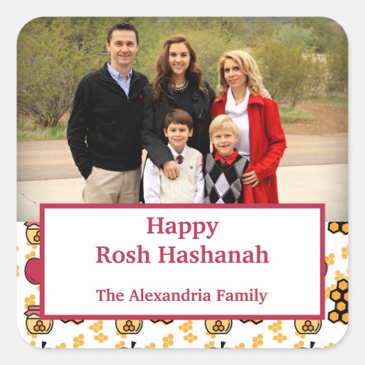 Happy Rosh Hashanah Jewish New Year - aangepaste f Vierkante Sticker (Voorkant)