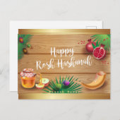 Happy Rosh Hashanah Jewish New Year Honey & Apple Briefkaart (Voorkant / Achterkant)