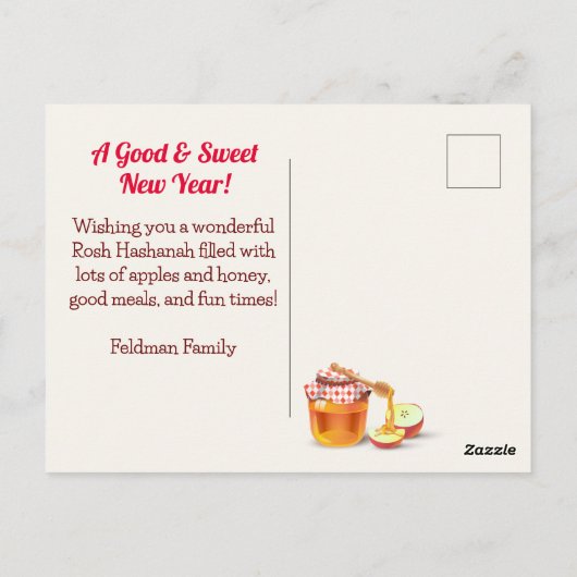 Happy Rosh Hashanah Jewish New Year Honey & Apple Briefkaart (Achterkant)