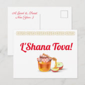 Happy Rosh Hashanah Jewish New Year Honey & Apple Briefkaart (Voorkant / Achterkant)
