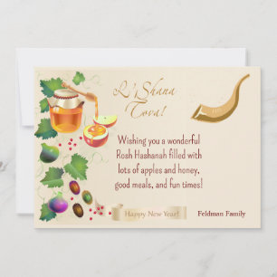 Happy Rosh Hashanah Jewish New Year Honey & Apple Kaart