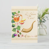 Happy Rosh Hashanah Jewish New Year Honey & Apple Kaart (Staand voorkant)