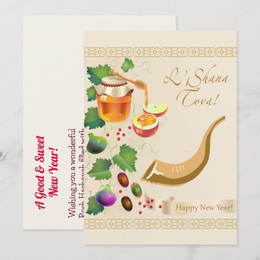 Happy Rosh Hashanah Jewish New Year Honey & Apple Kaart (Voorkant / Achterkant)