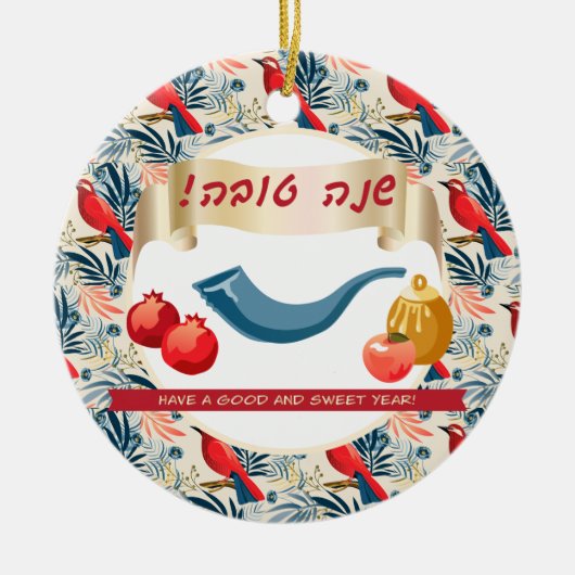 Happy Rosh Hashanah Jewish New Year Honey & Apple Keramisch Ornament (Voorkant)