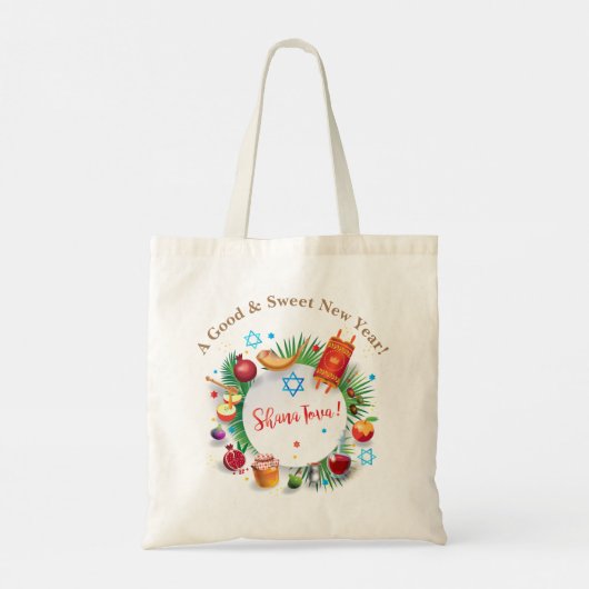 Happy Rosh Hashanah Jewish New Year Honey & Apple Tote Bag (Achterkant)
