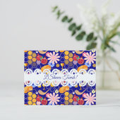 Happy Rosh Hashanah Joods Nieuwjaar Bloemenpatroon Feestdagenkaart (Staand voorkant)