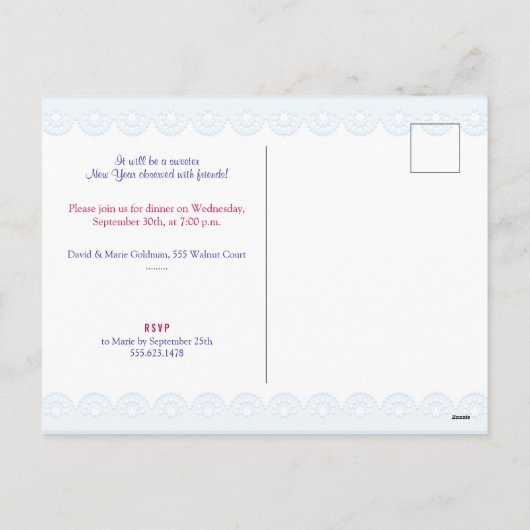 Happy Rosh Hashanah Joods Nieuwjaar Bloemenpatroon Feestdagenkaart (Achterkant)