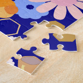 Happy Rosh Hashanah Joods Nieuwjaar Bloemenpatroon Legpuzzel (Zijkant)