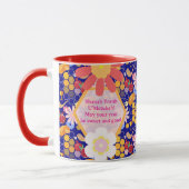 Happy Rosh Hashanah Joods Nieuwjaar Bloemenpatroon Mok (Links)