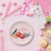 Happy Rosh Hashanah Joods Nieuwjaar Bloemenpatroon Papieren Bordje (Feest)