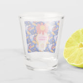 Happy Rosh Hashanah Joods Nieuwjaar Bloemenpatroon Shot Glas (Achterkant)