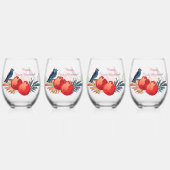 Happy Rosh Hashanah Joods Nieuwjaar Bloemenpatroon Wijnglas Zonder Voet (Achterkant)