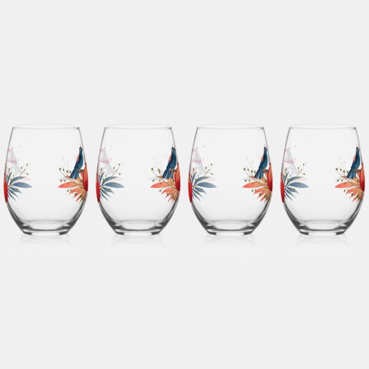 Happy Rosh Hashanah Joods Nieuwjaar Bloemenpatroon Wijnglas Zonder Voet (Links)