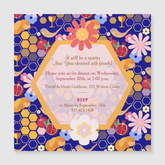 Happy Rosh Hashanah Joodse Nieuwjaar Bloemmagneet (Voorkant)