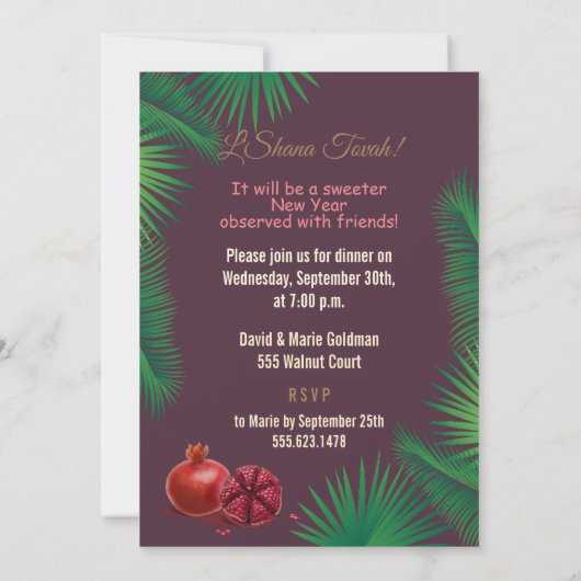 Happy Rosh Hashanah Jwish nieuwjaar Kaart (Achterkant)