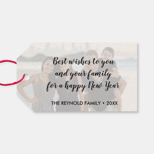 Happy Rosh Hashanah Luxury Gold Script Foto Cadeaulabel (Achterkant Horizontaal)