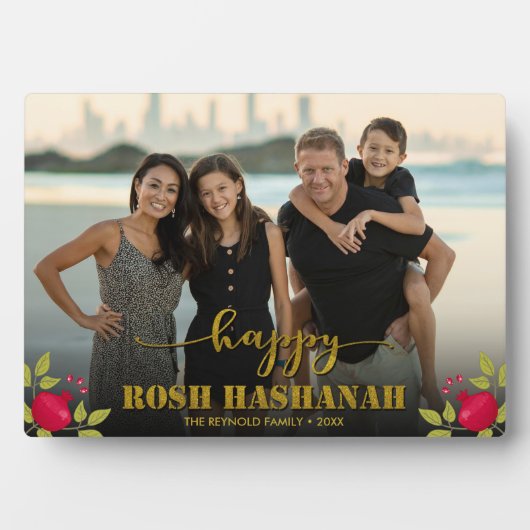 Happy Rosh Hashanah Luxury Gold Script Foto Fotoplaat (voorkant)